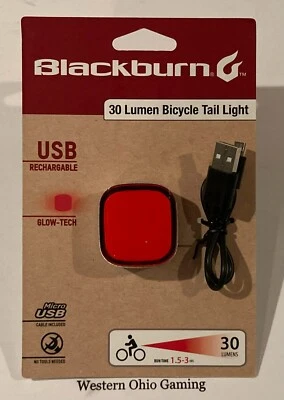 Blackburn USB Rechargable 30 Lumen Bicycle Tail Light NEW - Image 1 of 2