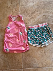 Deux par Deux Girl's Size 7 Shorts Outfit 2 Piece Sleevelss Top Floral Shorts - Picture 1 of 5