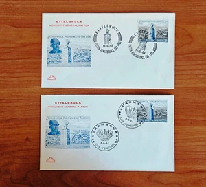 Luxembourg lot of 2 covers GENERAL PATTON MONUMENT ETTELBRUCK FDC WWI WWII - Picture 1 of 3