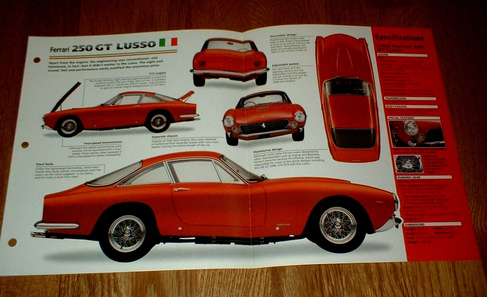 1964 Ferrari 250 GT Lusso Original Imp Brochure Specs Info 64 63 62 250GT - Image 1 of 1