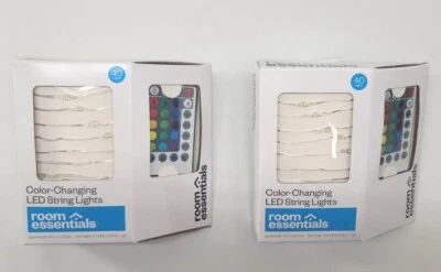 Set of 2 40 LED Lights W Remote Control 16 Colors 5 modes timer USB or Battery - Image 1 of 3