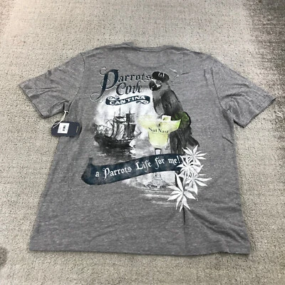 Nat Nast Shirt Mens Medium Crew Neck Parrots Cove Gray Graphic Print Tee Top b56 - Изображение 1 из 4