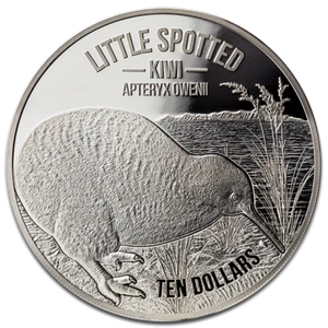 $10 Dollar Little Spotted Kiwi New Zealand 5 oz fine silver 2018 Proof  - Picture 1 of 3