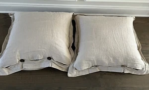 Paar VILLA Home Collection 100% Leinen Natur Euro Kissenbezüge 26x26 - Bild 1 von 4