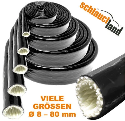 SCHLAUCHLAND 1m HITZESCHUTZSCHLAUCH SILIKON SCHWARZ Schutz Schlauch Kabel Leitung Motor Hitze
