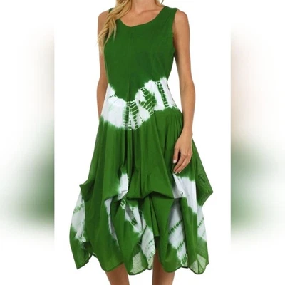 Nuevo con etiquetas Vestido Sakkas Windsong Tie Dye Verde/Blanco Dos Vías Talla Gratis/OS/0-16 Foto 1 de 4