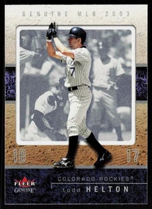 2003 Fleer Genuine Todd Helton #84 BASEBALL CARD Colorado Rockies - Picture 1 of 2