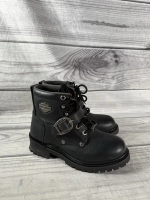 Botas con cordones Harley Davidson 81024 negras con hebilla de motocicleta para mujer talla 5,5 Foto 1 de 4