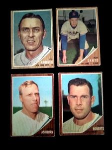 1962 Vintage Topps Richie Ashburn Ron Santo Hodges Roberts HOF Baseball Lot 4 - Picture 1 of 7