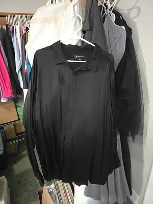 INC Button Up Shirt Men's 3XL BLACK Casual 100% Rayon - Image 1 of 4