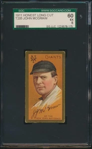 1911 T205 Honesto Corte Largo Borde Dorado John McGRAW SGC 5 EX HOF - Imagen 1 de 2