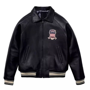 Men's Avirex Real Leather Bomber Jacket | American Varsity Jacket | Flight Style - Picture 1 of 6