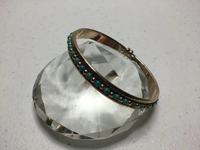 BRONCE MILOR ITALIA AZUL TURQUESA CUENTAS ORO BRAZALETE Foto 1 de 4