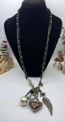 Collar Mosquetón Corazón "Lovely Leopard" Raro Auténtico Betsey Johnson Foto 1 de 4