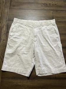Cutter & Buck Shorts Mens 36 Khaki Tan Linen Blend Flat Front Golf Shorts - Picture 1 of 5