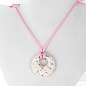 $325 Belle Etoile Rosa Pálido Cestina Collar Esmaltado Plata de Ley - Imagen 1 de 4