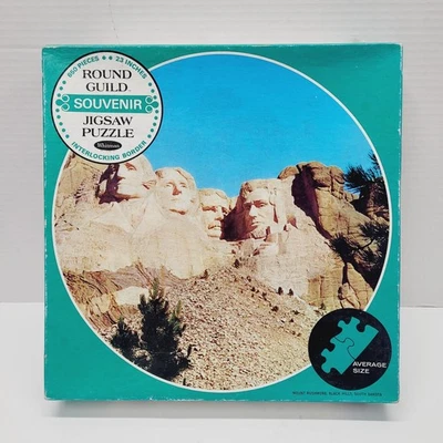 Vtg Whitman Round Guild 650 Pcs Puzzle Mount Rushmore Souvenir Jigsaw New Sealed - Image 1 of 4
