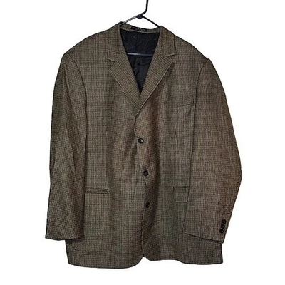 ANDREW FEZZA 52R Brown Glenn Plaid Wool/Silk Blazer Suit Jacket Sport Coat - Image 1 of 4
