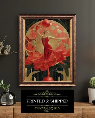 艺术装饰圣诞舞者红色假日复古装饰印花节日墙艺术 — 第 1/4 张图片