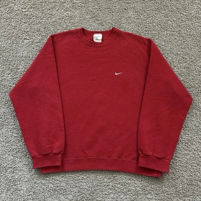 Moletom masculino vintage anos 90 Nike gola redonda pulôver vermelho médio bordado Swoosh - Imagem 1 de 4