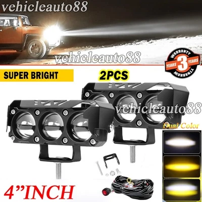 2x 4 pulgadas LED Luz de Trabajo Cubo Vainas Punto Conducción Lámpara Antiniebla Offroad UTV + 2 cables Cable Foto 1 de 4