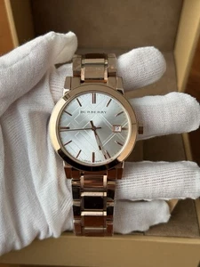 NEU BURBERRY "THE CITY" BU9004 ROSEGOLD/SILBER KARIERT HERREN DAMEN UNISEX UHR - Bild 1 von 8