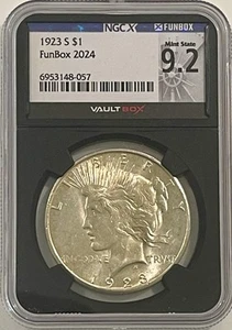 Dólar de la Paz 1923 S plata NGCX estado como nuevo 9,2 (igual a NGC MS62) NGS núcleo negro - Imagen 1 de 4