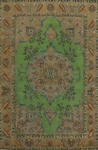 Overdyed Vintage Green Traditional Style Rug 6x9 ft Hand-knotted Wool Carpet - Picture 1 of 16