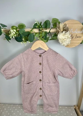 Next Baby Girls Preloved Polka Dot Corded Romper Upto 1 Month - Image 1 of 2