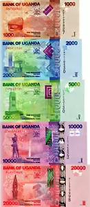 Uganda set of 1000 to 20000 Shillings 2017-2021 UNC - Picture 1 of 2
