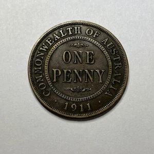 1911 Penny Coin - Australian King George V Better than Circulated Predecimal - Picture 1 of 8