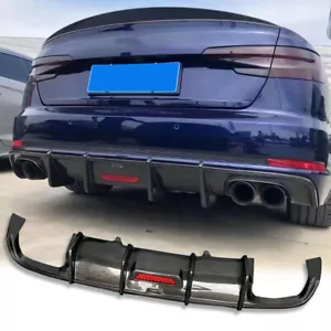 Carbon Fiber Rear Diffuser Lip With LED Light For Audi A4 S4 B9 17-19 E - Bild 1 von 6