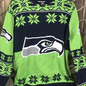 NFL Team Apparel Seattle Seahawks Sweater Men’s M / L Green and Navy Blue - Picture 1 of 6