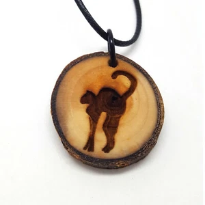 Collar Colgante Madera Silueta Gato, Halloween Bruja Gato Negro  - Imagen 1 de 6