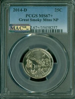 2014 D GREAT SMOKEY MOUNTAINS QUARTER PCGS MS 67+ PLUS 2ND FINEST MAC SPOTLESS * - Image 1 of 2