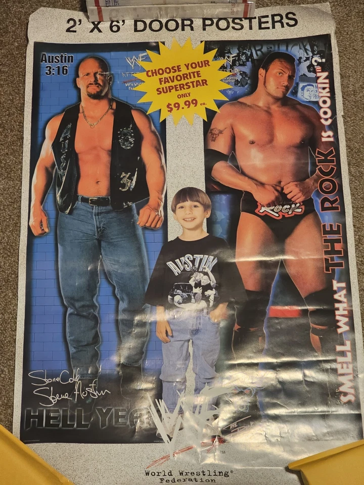 wwf STONE COLD STEVE AUSTIN THE ROCK PROMOTIONAL POSTER wrestling 36X24 - Image 1 of 1