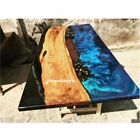 Black Epoxy Resin Dining Table Wooden  Live Edge Table Top Home Decor 