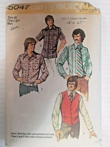 Vest Shirt Western Simplicity Sewing Pattern 5047 Mens 42" Cut VTG Rockabilly - Picture 1 of 5
