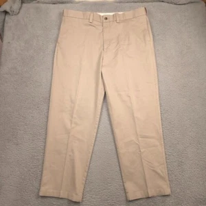 Oak Hill Premium Pants Mens 42x30 Khaki Flat Front Stretch Dress Chinos - Picture 1 of 10