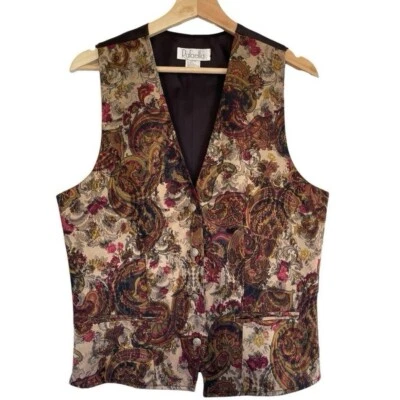 Винтажный Rafaella пейсли цветочный гобелен стиль печати жилет M средний 90-х - Изображение 1 из 4