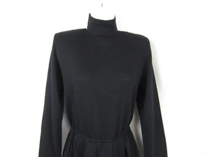 Vestido St John Noche Santana Tejido Manga Larga Negro Falso Cuello Tortuga Dobladillo Envolvente 4 - Imagen 1 de 10