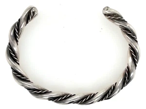 Native American Sterling Silver 6MM Twist Rope 6.25" Cuff Bracelet 27.64 Grams - Picture 1 of 6