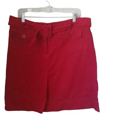 H&M Women's 100% Cotton Red Corduroy Skirt With Belt Size 14 - Image 1 of 4