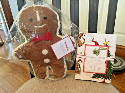 Pottery Barn Holiday Gingerbread Grinch Christmas Seuss Disney wool pillow SET h - Image 1 of 4