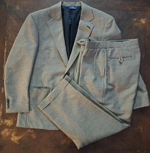 Traje Polo Ralph Lauren Para Hombre 42R 34x29 Beige Pata de Gallo 2 Piezas Blazer y Pantalones - Imagen 1 de 24