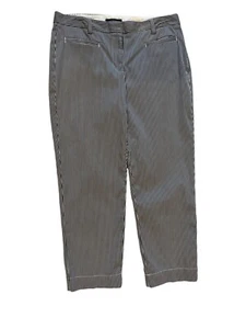 Lands' End Pants Size 8 Fit 2 Blue & White Striped Seersucker Trousers **READ** - Picture 1 of 12