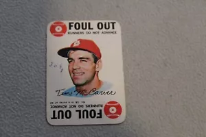 1968 Topps #18 Tim McCarver Foul Out Baseball Game Card (WRITING ON FRONT) - Picture 1 of 2
