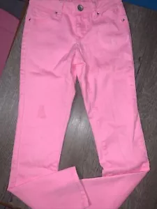 justice sz 12 girls neon pink premium jeans guc - Picture 1 of 6