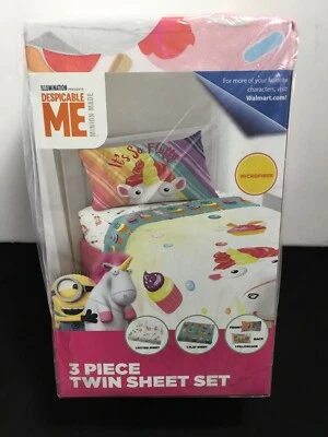 DISNEY UNICORNIOS ~ JUEGO DE SÁBANAS DOBLES CUPCAKES Despicable ME 3 PIEZAS NUEVO CON ETIQUETAS  Foto 1 de 4