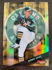 2015 Bowman's Best Sonny Gray #52 Gold Refractor Oakland A's serial /50 - Picture 1 of 2